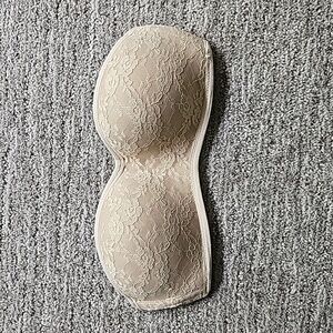 Pink Strapless Lace Bra